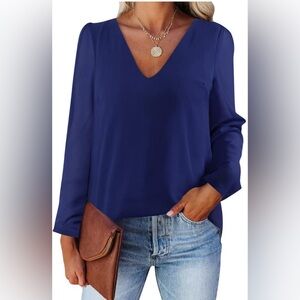 Alice CO Summer V Neck Cap Sleeve Chiffon Casual Flowy Blouse Shirts Tee…